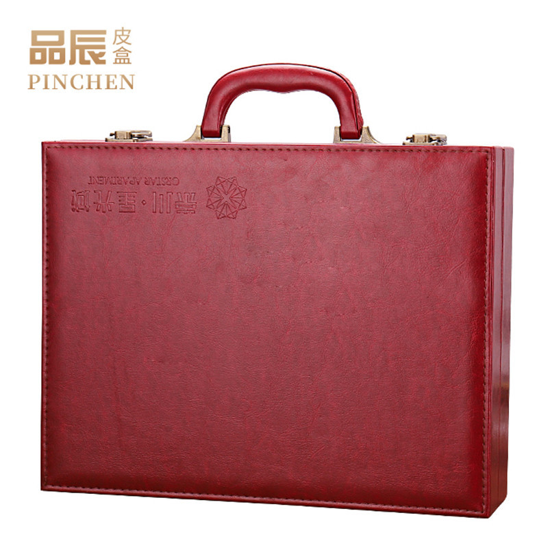 PU皮交房盒高档手提物业箱红色皮质包装盒钥匙箱皮礼品盒礼品包装