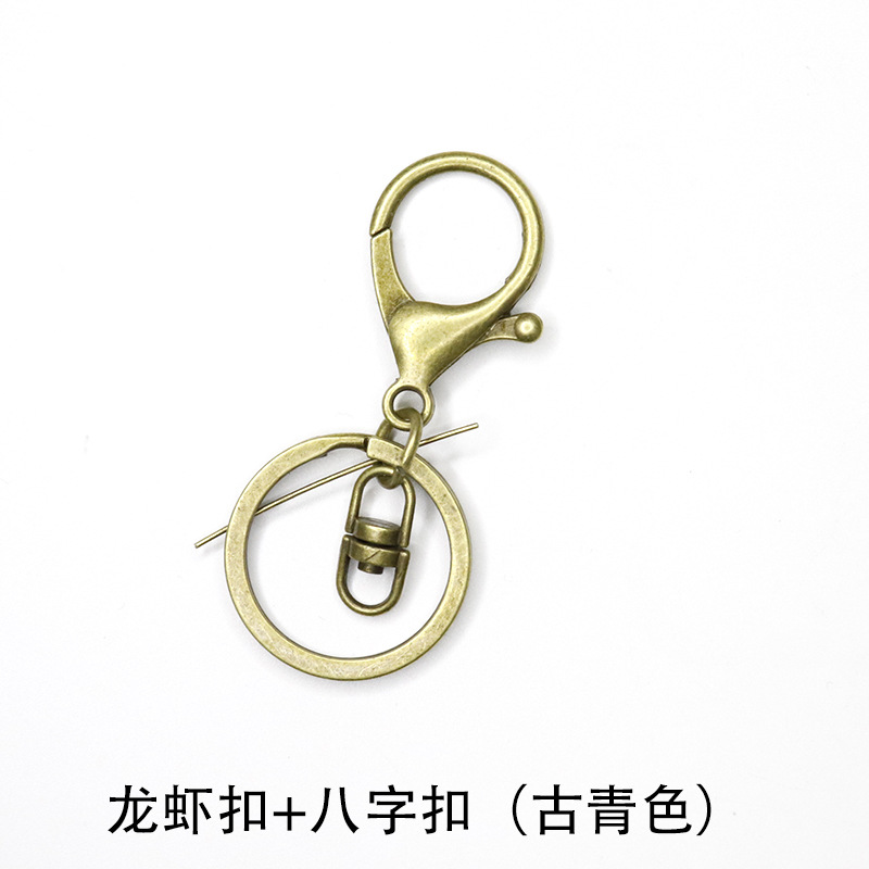 Fábrica al por mayor llavero anillo cadena colgante de metal hebilla de langosta conjunto de tres piezas protección de color plateado accesorios de joyería DIY