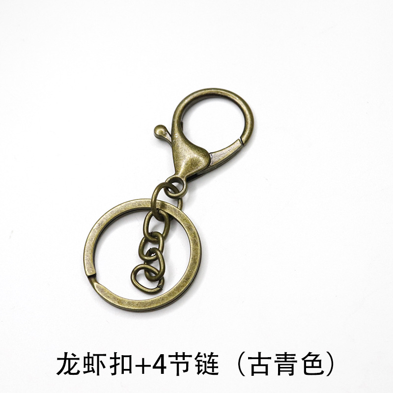 Fábrica al por mayor llavero anillo cadena colgante de metal hebilla de langosta conjunto de tres piezas protección de color plateado accesorios de joyería DIY