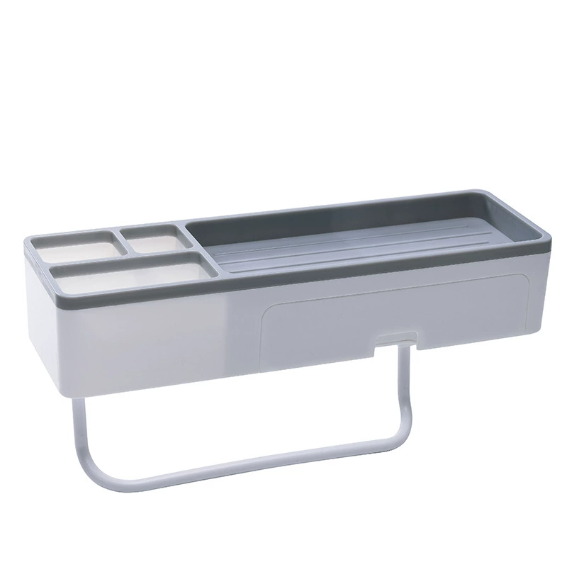 Wall-mounted bathroom shelf rack, 2-tier towel storage with towel bar and organizer