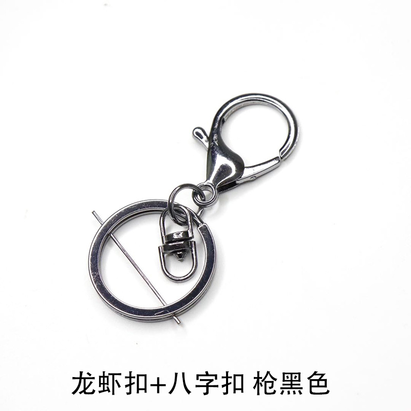 Fábrica al por mayor llavero anillo cadena colgante de metal hebilla de langosta conjunto de tres piezas protección de color plateado accesorios de joyería DIY