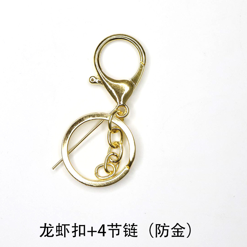 Fábrica al por mayor llavero anillo cadena colgante de metal hebilla de langosta conjunto de tres piezas protección de color plateado accesorios de joyería DIY