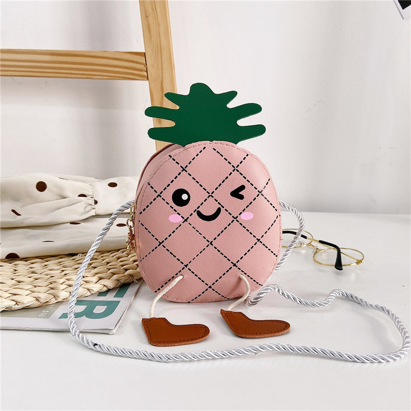 2020 nueva moda Linda piña hombro crossbody estilo coreano bebé accesorios monedero para niños y niñas