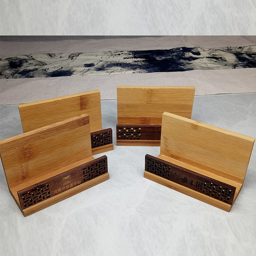 Business card box bamboo LOGO wooden desktop retro Chinese style office gift box for customer opening creative business gift box