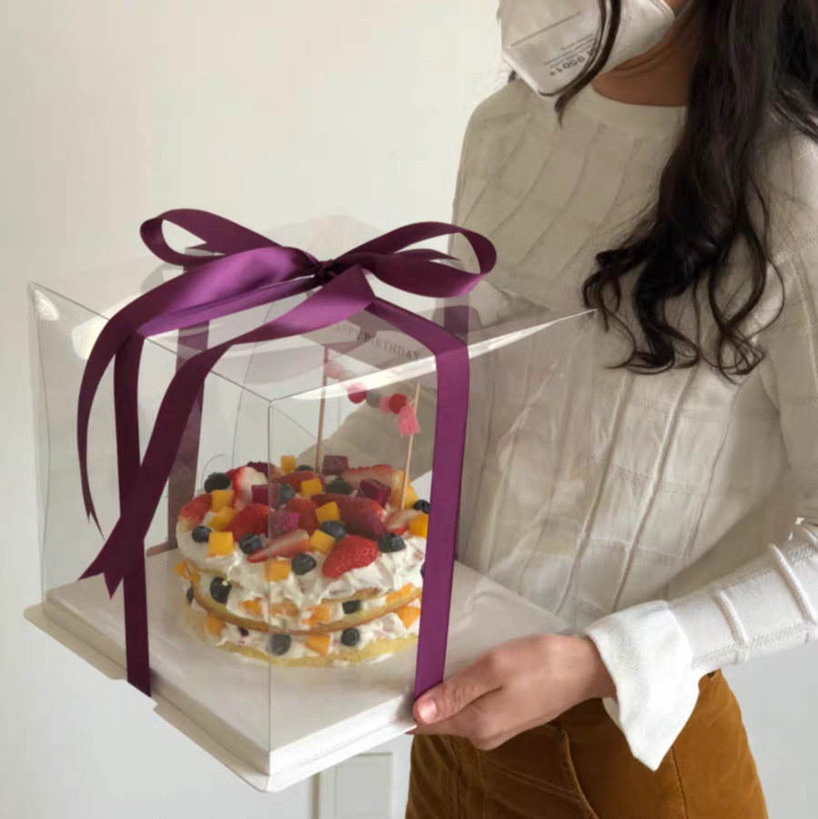 Venta al por mayor caja de pastel de cumpleaños 3 pulgadas 4 pulgadas 6 pulgadas 4 pulgadas caja de pastel transparente caja de hornear caja de embalaje de la torta