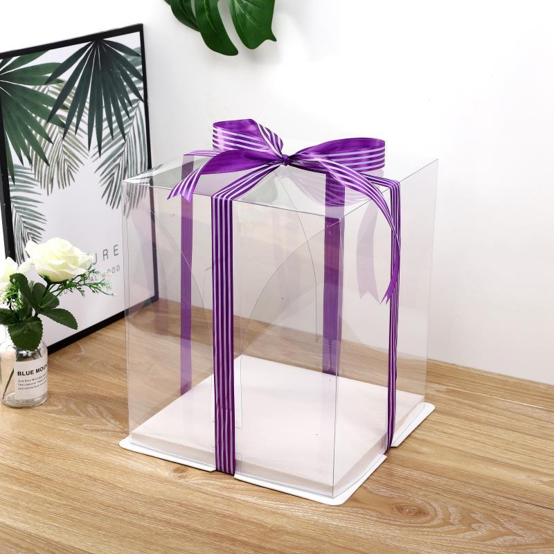 Caja de pastel de cumpleaños completamente transparente 4 pulgadas 6 pulgadas 6 pulgadas 8 pulgadas 8 pulgadas 8 pulgadas doble capa mayor caja de pastel desechable