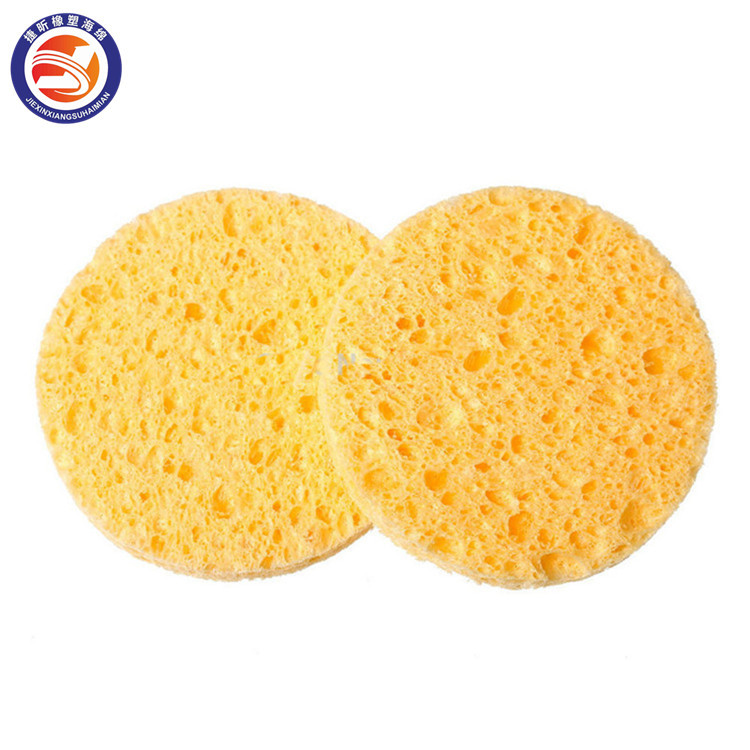 生产厂家批发 木浆棉块黄色圆形粗孔汽车内饰清洁木浆纤维棉海绵
