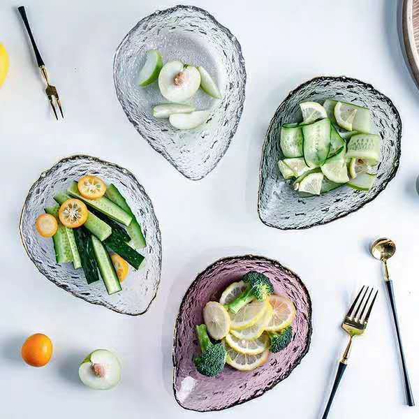 Cross-border Light Luxury Nordic Ins Wind Water Drop Glass Plate Creative Good-looking Salah Plate Personalized Art Fruit Plate Cross-border Light Luxury Nordic Ins Wind Water Drop Glass Plate Creative Good-looking Salah Plate Personalized Art Fruit Plate