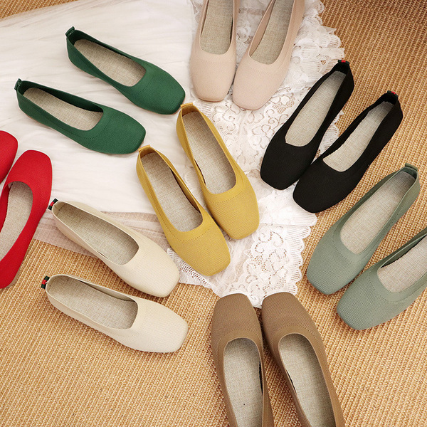 Knitted casual shoes flat