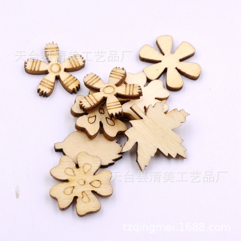 19mm Flor de madera mezclado botones de madera DIY artesanías decorativas de madera 100 unidades un paquete