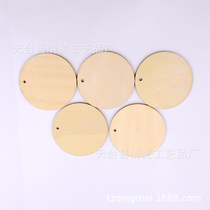 30-101.6mm agujero redondo disco DIY madera decorativa pieza de madera decorativa colgante de madera