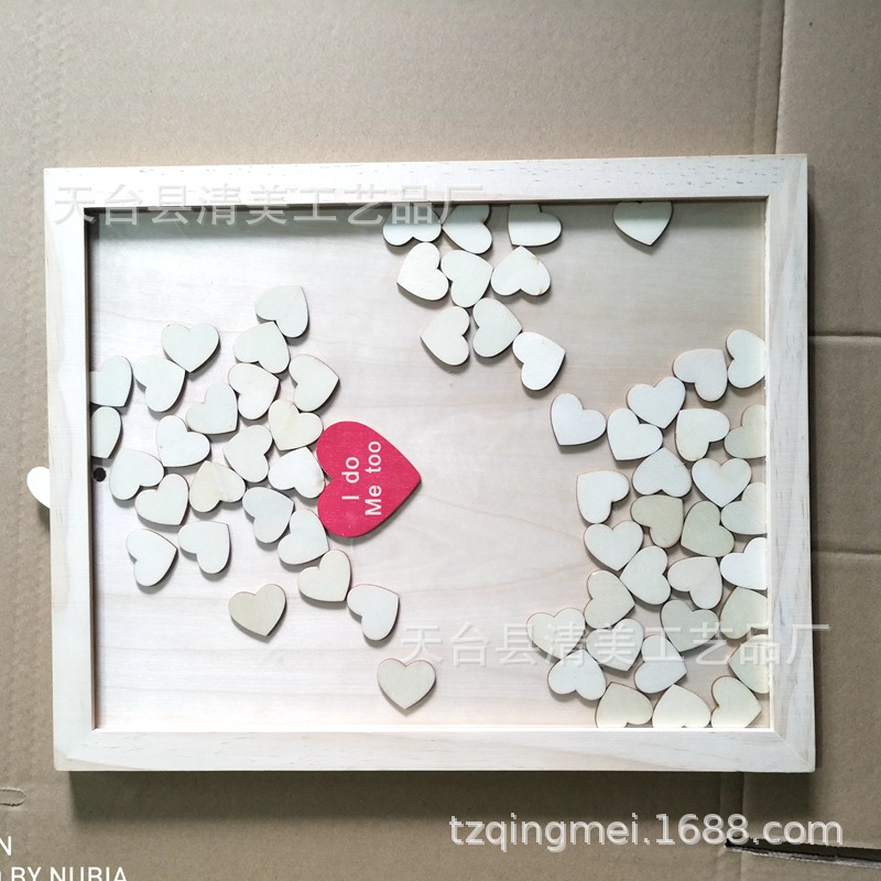 Registro de boda de troncos amor/regalo creativo/evento de cumpleaños registro corazón de melocotón marco de fotos de madera DIY