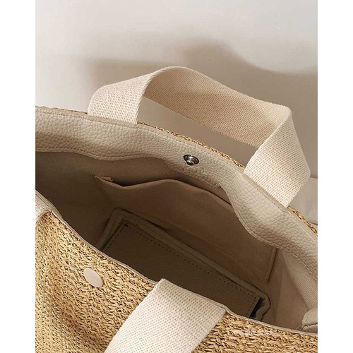 Hand-held straw bag for women 2024 Korean version new ins beach vacation summer pastoral style versatile woven bag