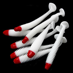Lure Red-Headed Screw T-Tail Soft Worms: 5cm/6cm/7cm Fishing Baits for Blackfish—Single-Tailed Maggot-Like Soft Worms
