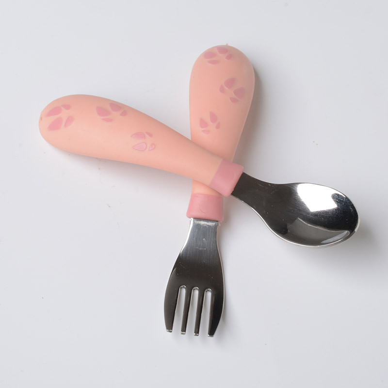 316 Stainless Steel Set with Box Baby Spoon Fork Kidsren Training Eating Tableware Baby Portable Safety Material