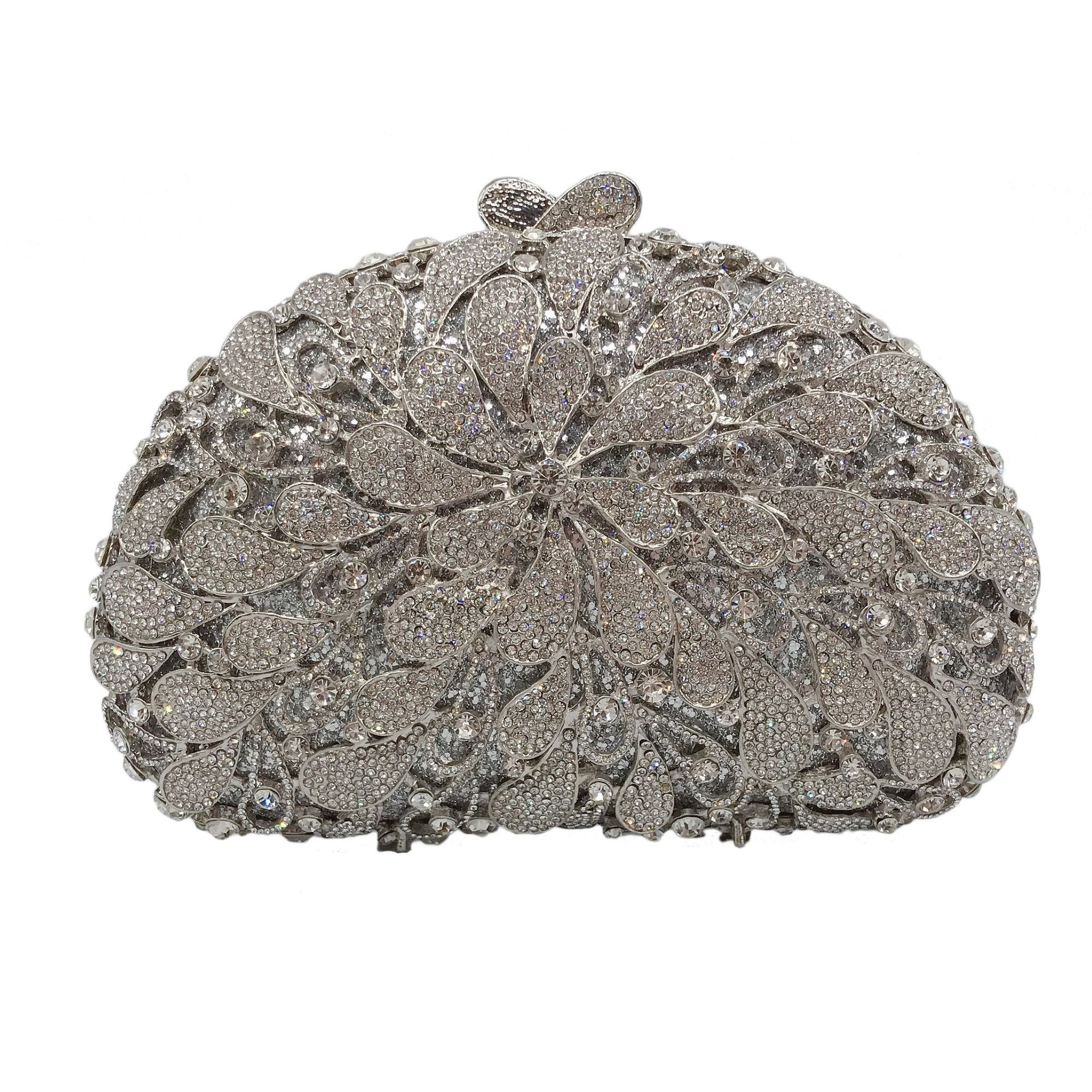 AliExpress bolsas de diamantes de agua de metal hueco bolsas de cena de diamantes vestidos de banquete de damas bolsas de mano de diamantes
