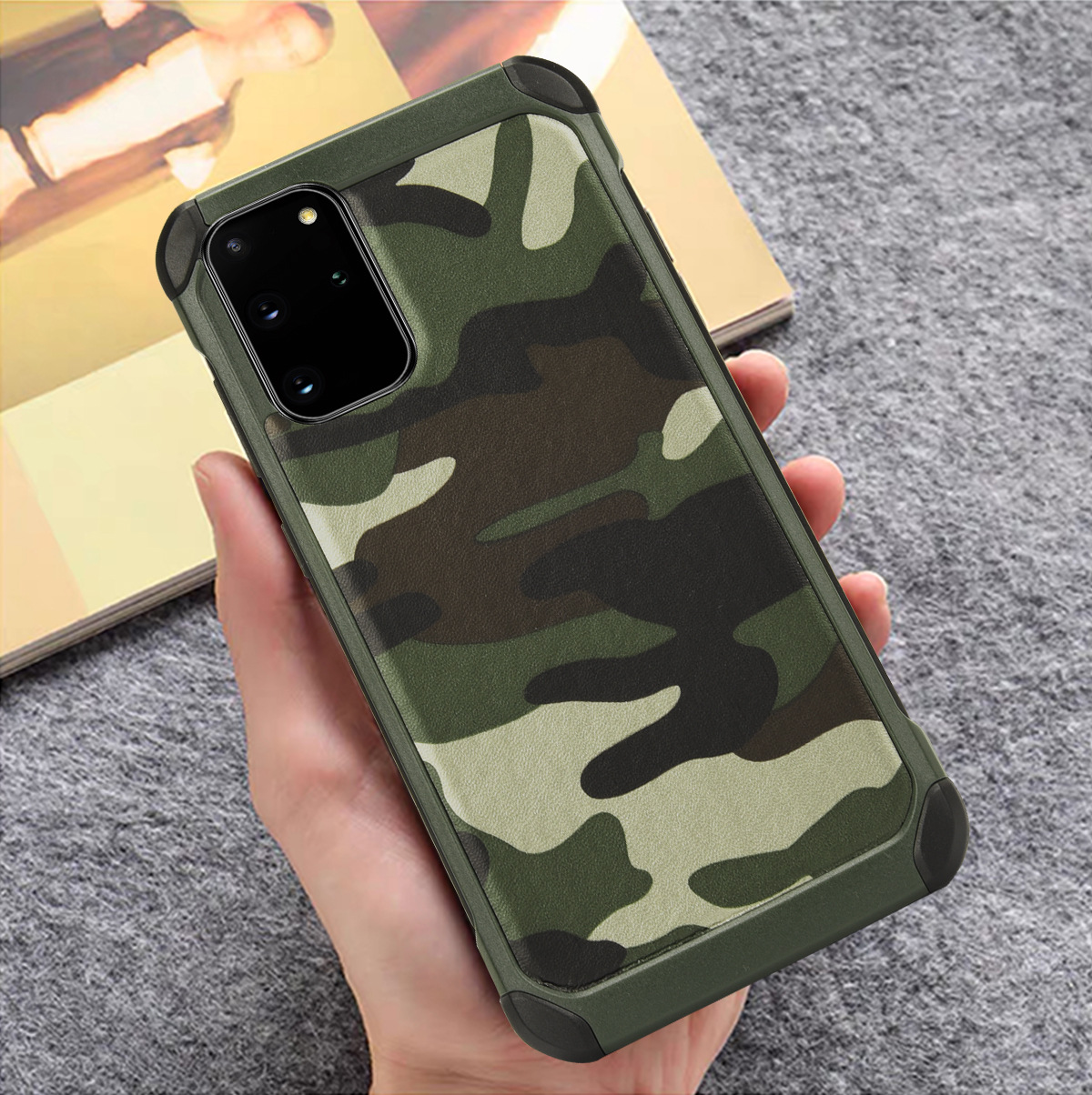 Convient pour téléphone Samsung S20 S21 + protection S21 Ultra camouflage, emballage complet anti-chute_voghion.com
