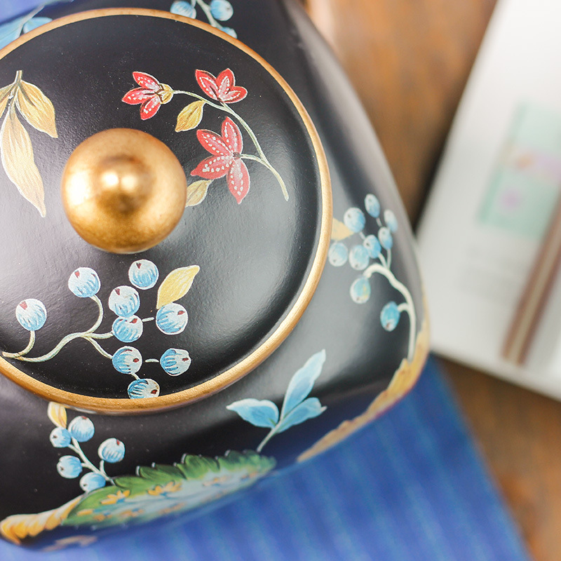 アメリカンスタイルの陶磁器工芸品、クリエイティブなホームリビングルームの装飾、磁器の収納、貯金箱、正方形のリビングルームの装飾品