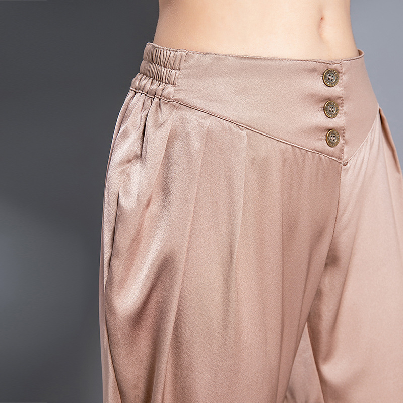 Heavy Silk Harem Pants for Women, 2026 Summer New Style, Mom's Wear, Elastic Waist Casual Pants, Mulberry Silk Long Pants