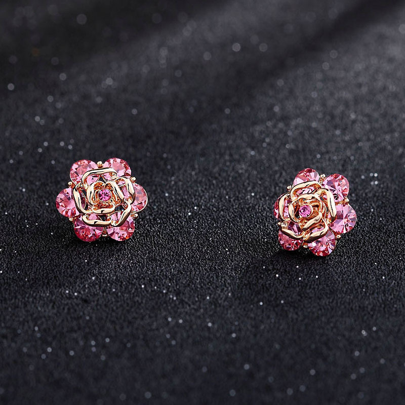 Korean-style Anti-light Rose Small Brooch Cardigan Collar Pin Crystal Collar Flower Blouse Collar Button Creative Accessories