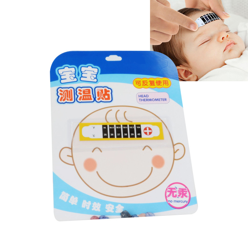 Children's temperature measurement sticker on forehead