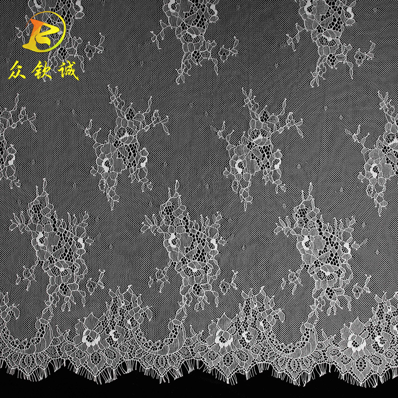 全锦纶睫毛蕾丝面料 150CM无弹睫毛大花边 礼服连衣裙女服装辅料