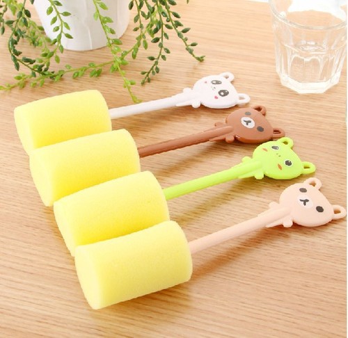 New cartoon animal cup brush/cute cartoon sponge cup brush/kitchen sponge cup brush