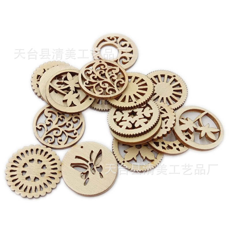 30mm disco hueco de troncos mezcla de artesanía decorativa de madera de bricolaje 20 piezas por paquete