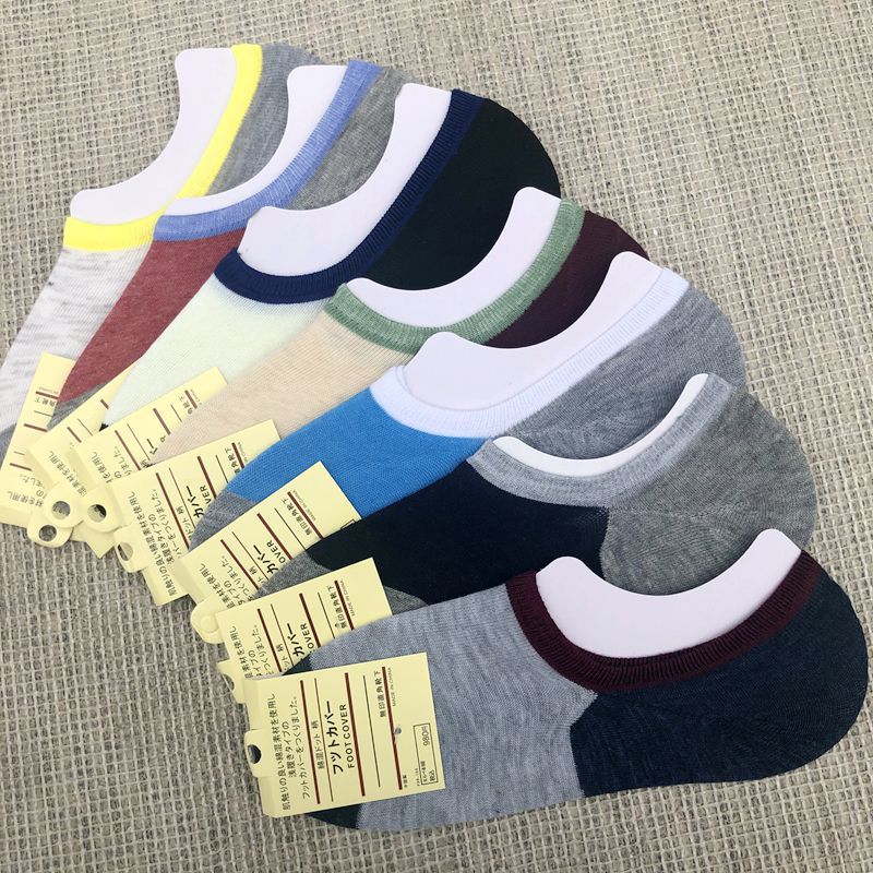 spring and summer men‘s invisible boat socks low top socks men‘s fashion colorblock stall socks wholesale anti-slip men‘s socks
