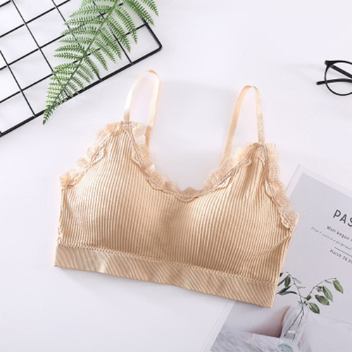 New Summer Girl Bear First Generation Lace Backless Bra Seamless One-Piece Halter Bra Nipple Cover