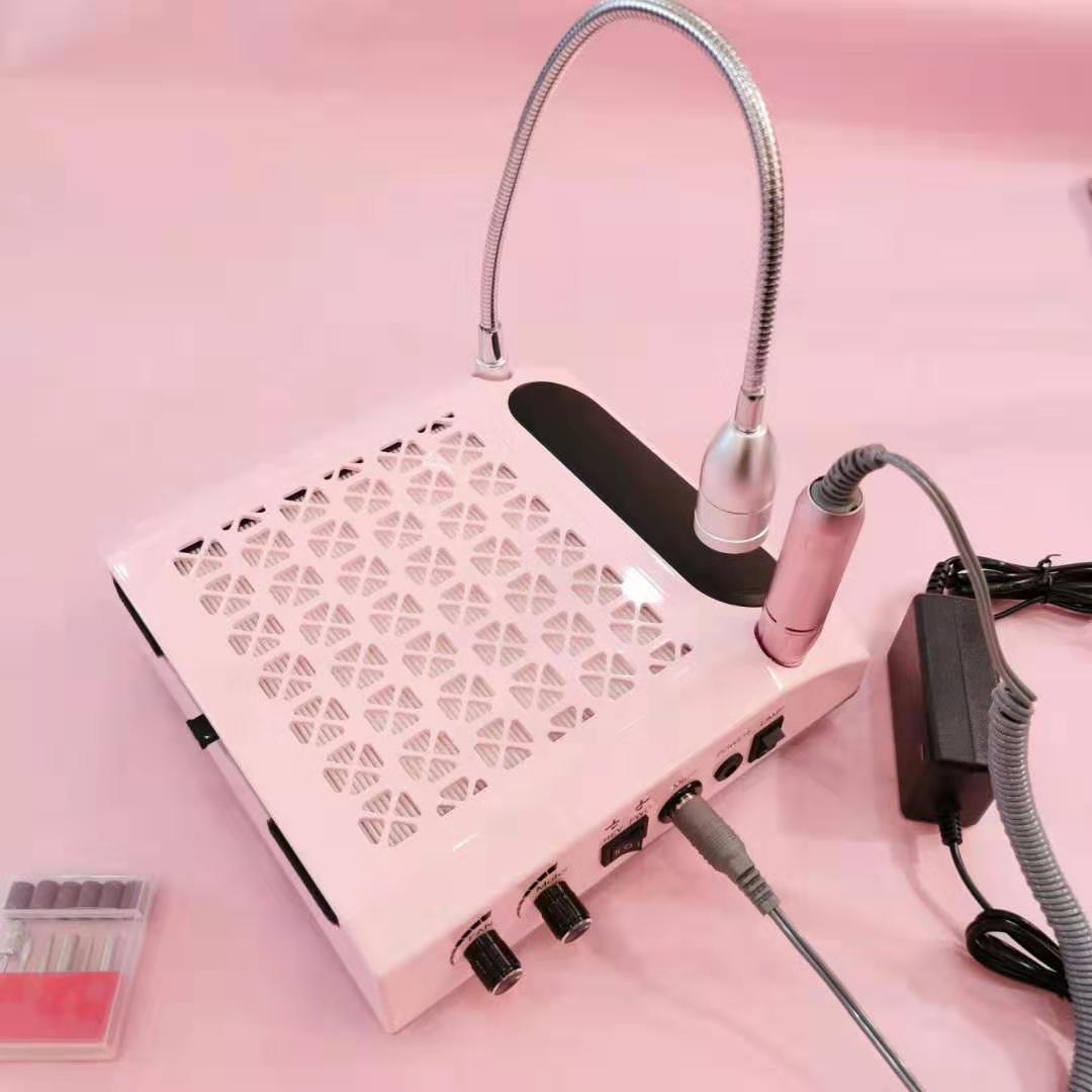 De estilo japonés de escritorio de cuatro en uno de recogida de polvo de manicura todo-en-uno de pulido aspiradora de dos en uno de recogida de polvo de pulido de iluminación de la almohada de mano