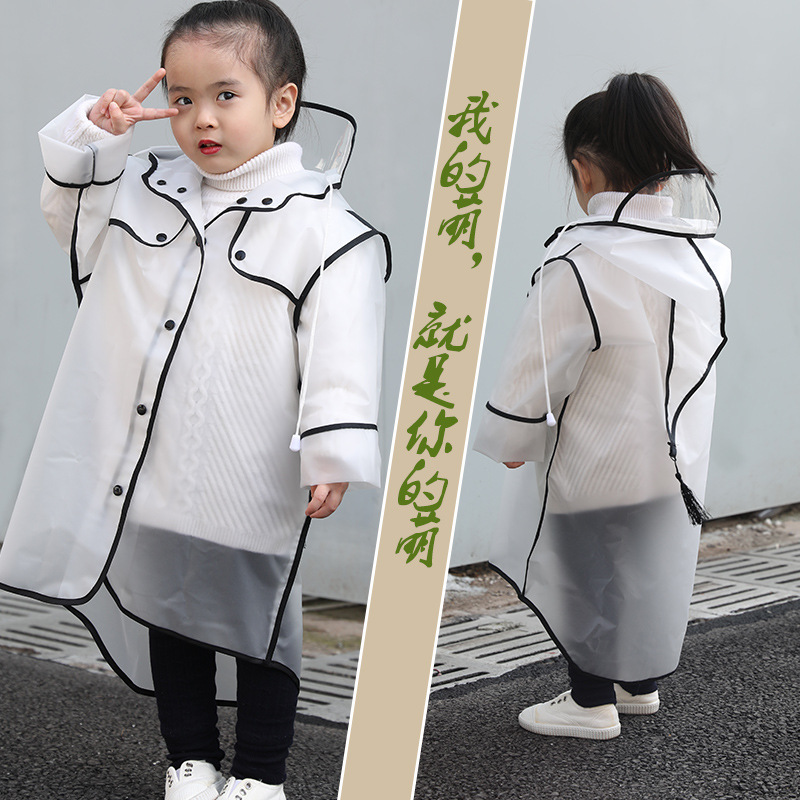 Anti-droplet children's raincoat transparent large brim custom LOGO elf pendant kindergarten Primary School students poncho wholesale