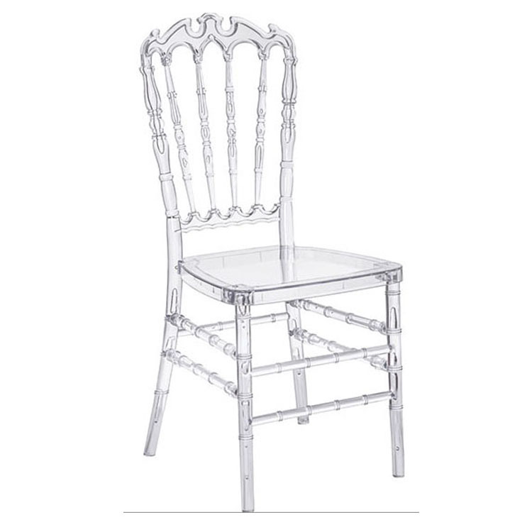 Fábrica al por mayor de la boda Silla de bambú Silla de acrílico Silla de cristal transparente Hotel banquete plástico redondo silla trasera