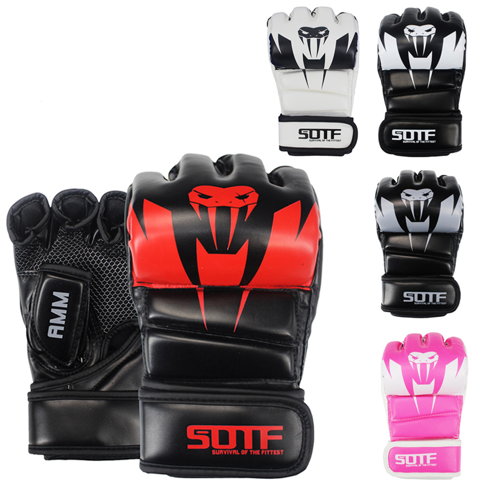 Factory SUOTF boxing half-finger gloves MMA fighting training protective gear Sanda fitness sandbag boxing set