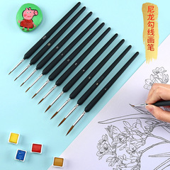 跨境專供 單支尼龍狼毫勾線筆 尖頭水粉水彩油畫描邊勾線美術畫筆