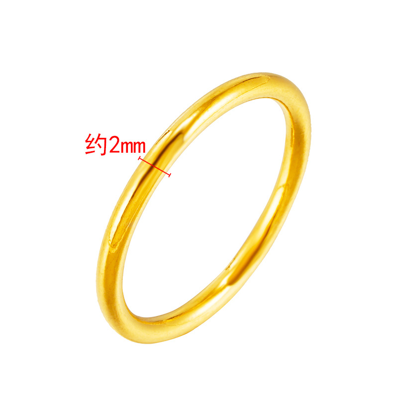 Clásico brillante antiguo patrimonio anillo llano Vietnam arena oro hembra cobre chapado en oro real anillo de la cola anillo ventas directas de la fábrica