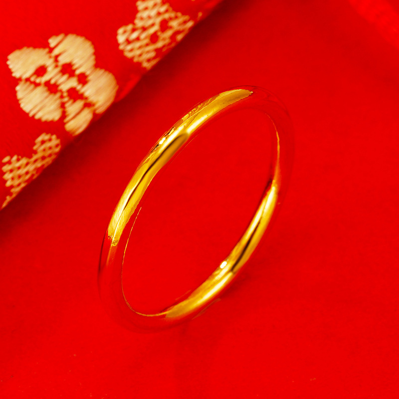 Clásico brillante antiguo patrimonio anillo llano Vietnam arena oro hembra cobre chapado en oro real anillo de la cola anillo ventas directas de la fábrica