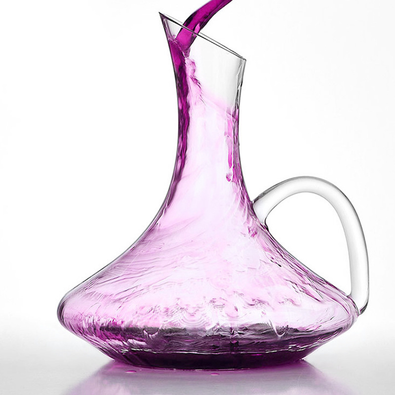 Precio de fábrica suministro directo de vidrio decantador de vino vertedor con mango oblicuo vino separador creativo vino conjunto regalo