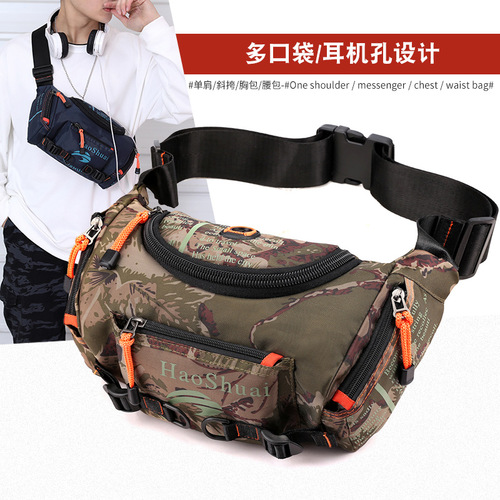 New multifunctional outdoor waist bag, sports men's shoulder crossbody bag, waterproof chest bag, cycling and mountaineering large capacity waist bag