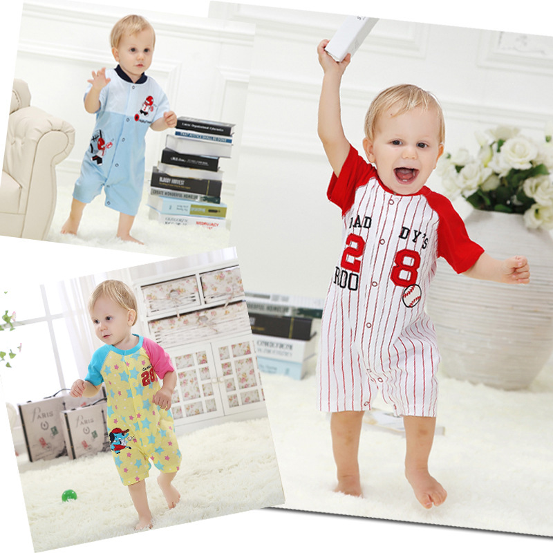 Summer red vertical football flat-angle short-sleeved Khaka jumpsuit climbing suit 3-18m