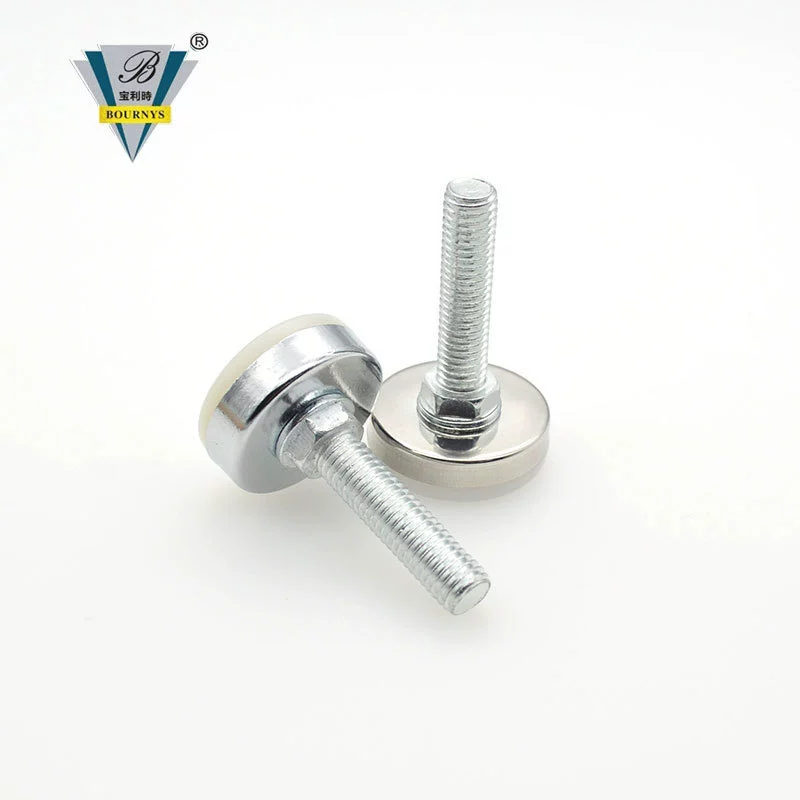 BaoLiShi Stainless Steel Adjustable Furniture Feet with White Base, M6/M8/M10 Threads, 15–40mm Heights