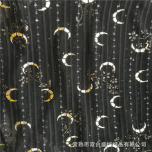厂家直供 烫银牙签条 金色弯月 女装 针织网布料 胶印金月亮
