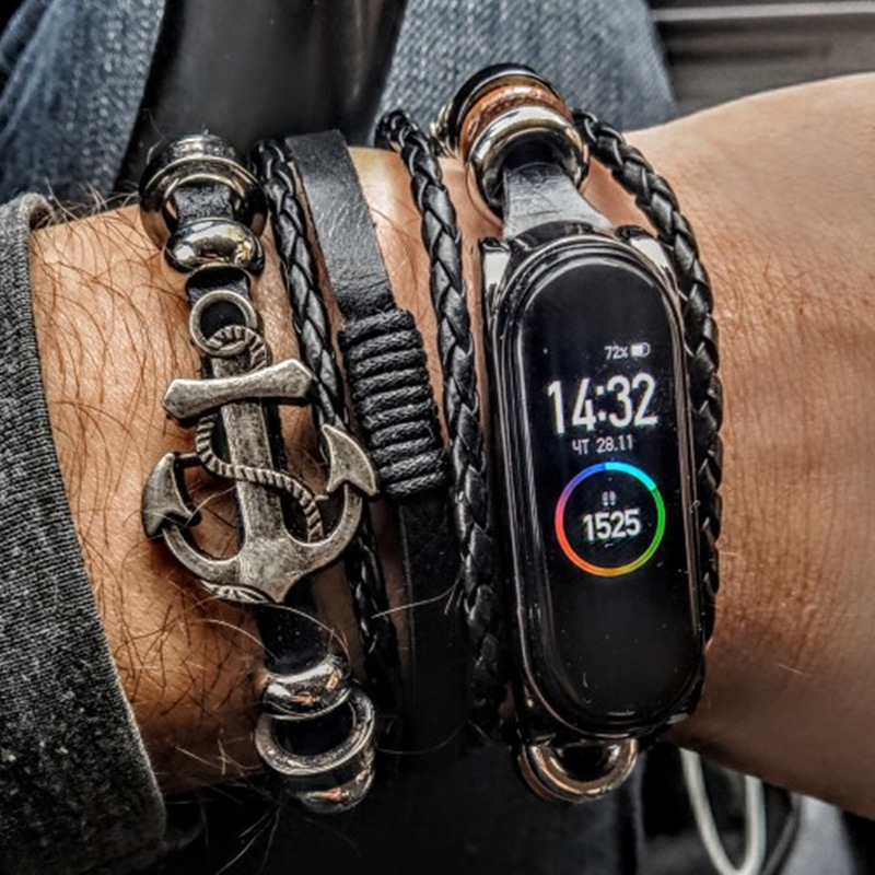 Pulseira de couro com cordão e âncora multicamadas, estilo simples e criativo, para casais, em estilos europeu e americano._voghion.com