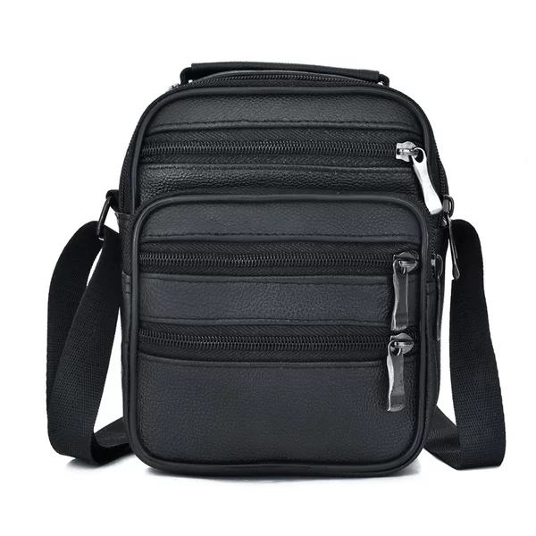 Cross-border Men's Shoulder Bag Solid Color Cowhide Handbag Multi-functional Casual Trendy Men's Bag Crossbody Shoulder Bag Factory Batch