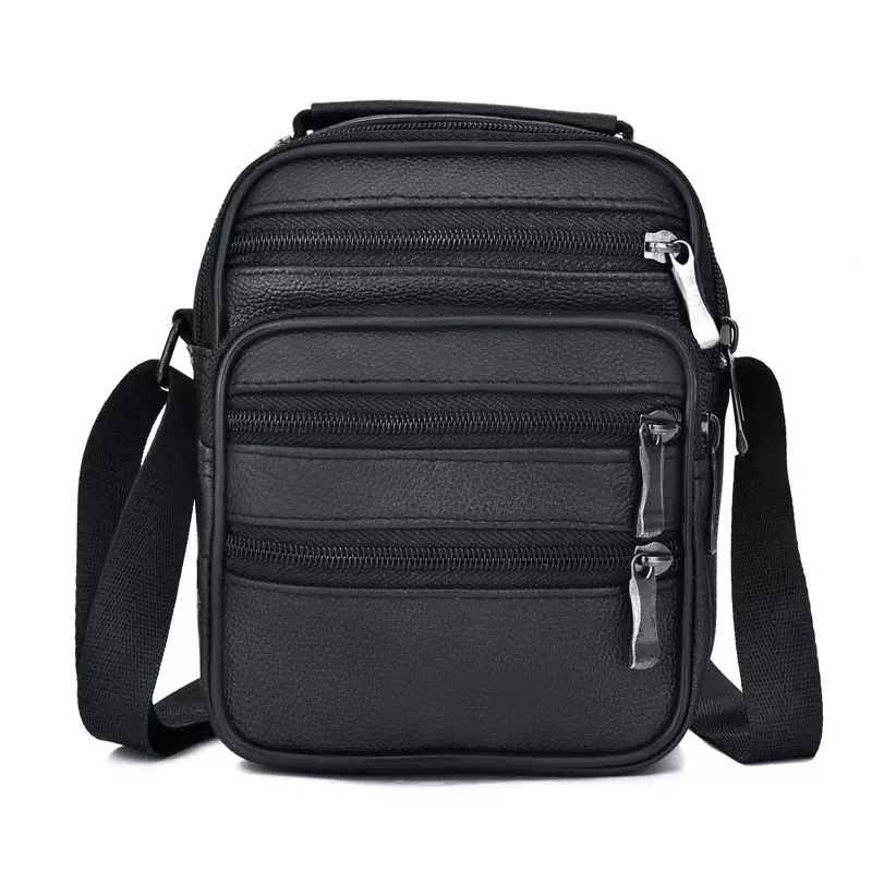 跨境男士单肩包纯色牛皮手提包多功能休闲潮流男包斜挎单肩包厂批