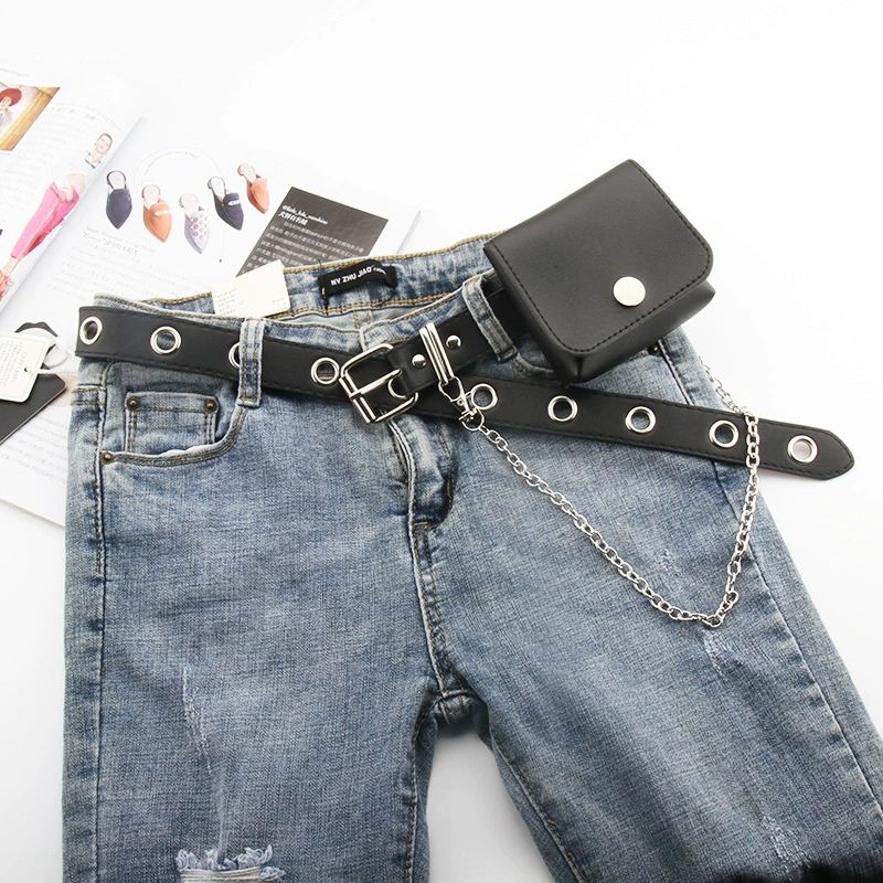  Chain, bag, trend fashionable black belt, punk style, Korean style, (Physicals)