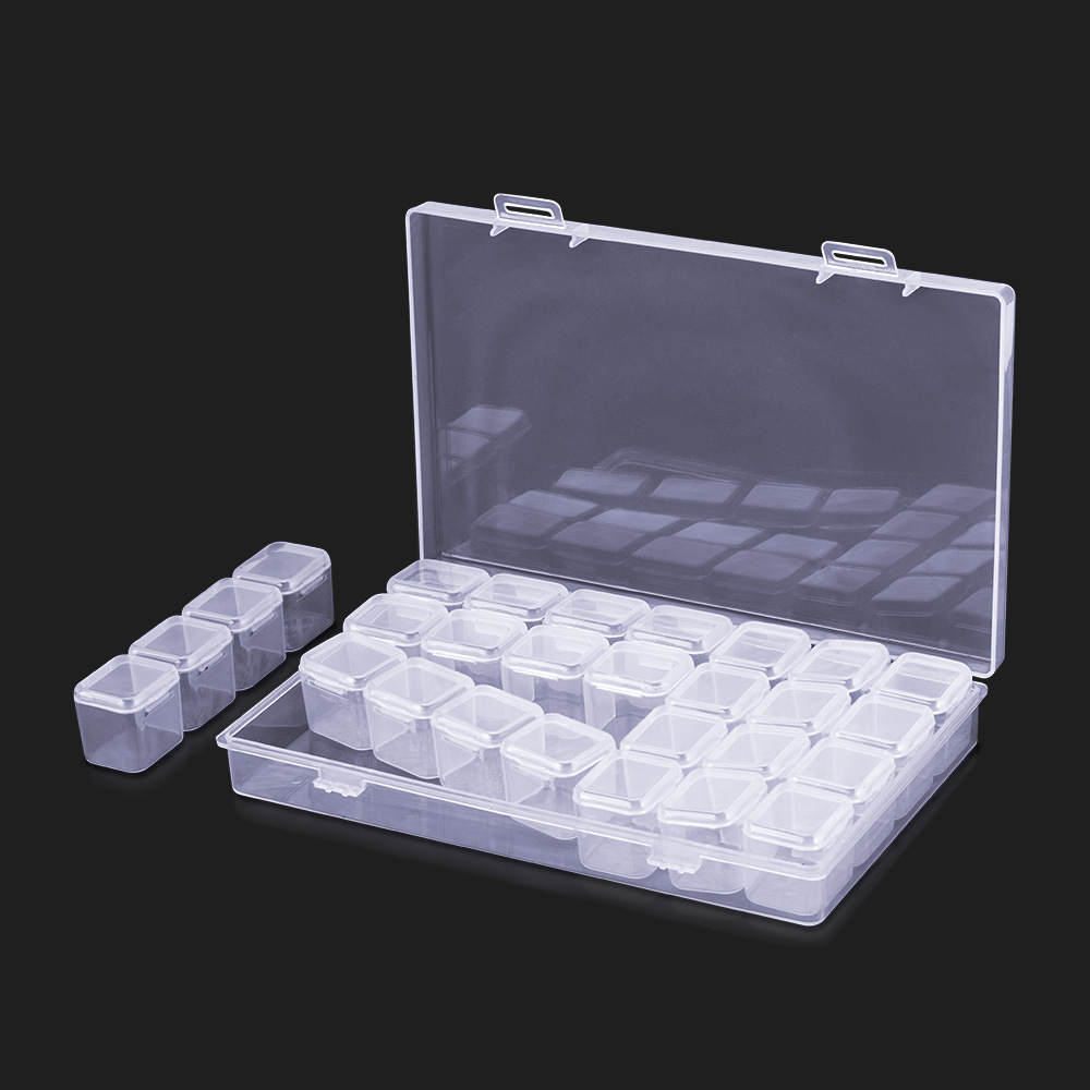 28-compartment transparent nail art accessory storage box, plastic nail tip tool and accessory storage box (drop shipping available).