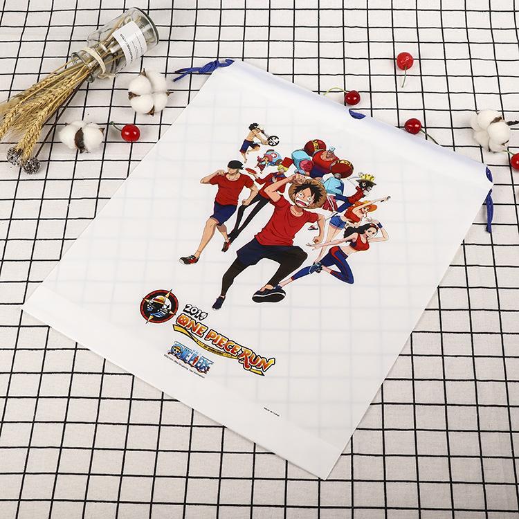 卡通动漫乳白色塑料拉绳抽绳束口袋运动娃娃包装袋收纳环保材质