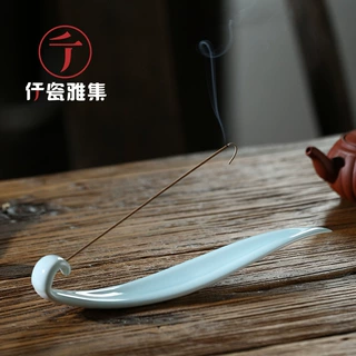 仟瓷雅集 景德镇创意陶瓷柳叶香插 线香塔香香道器具陶瓷香插批发