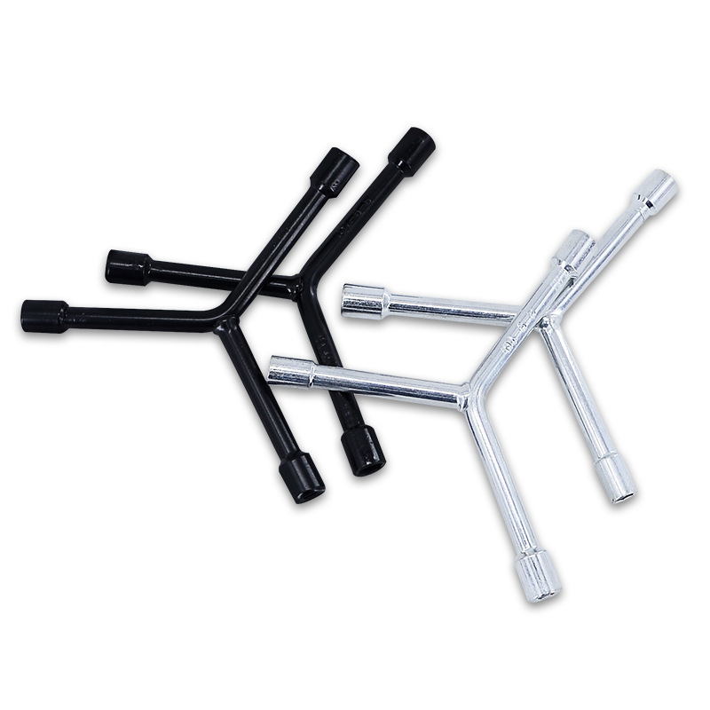 Fábrica al por mayor de Cabeza corta de tres horquillas métricas galvanizado llave de enchufe en forma de Y llave de neumático reparación de automóviles llave de triángulo